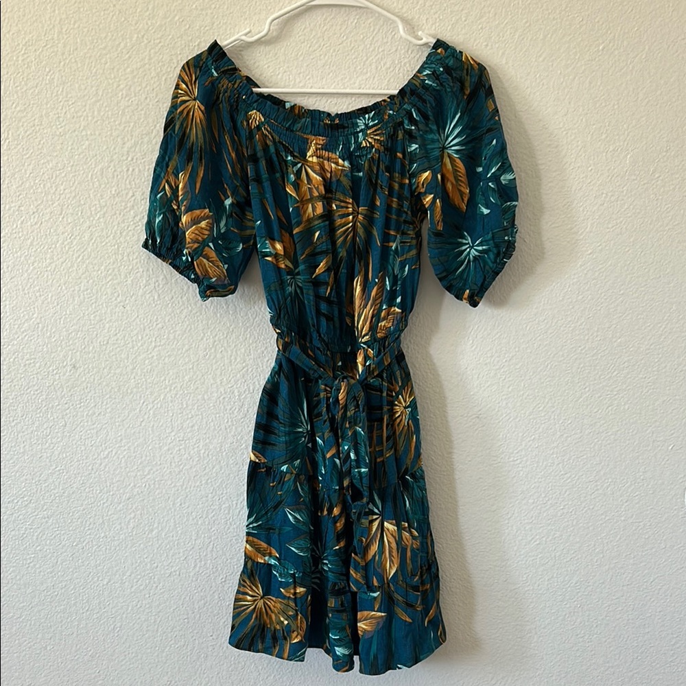 City Chic Teal and Gold Mini Dress